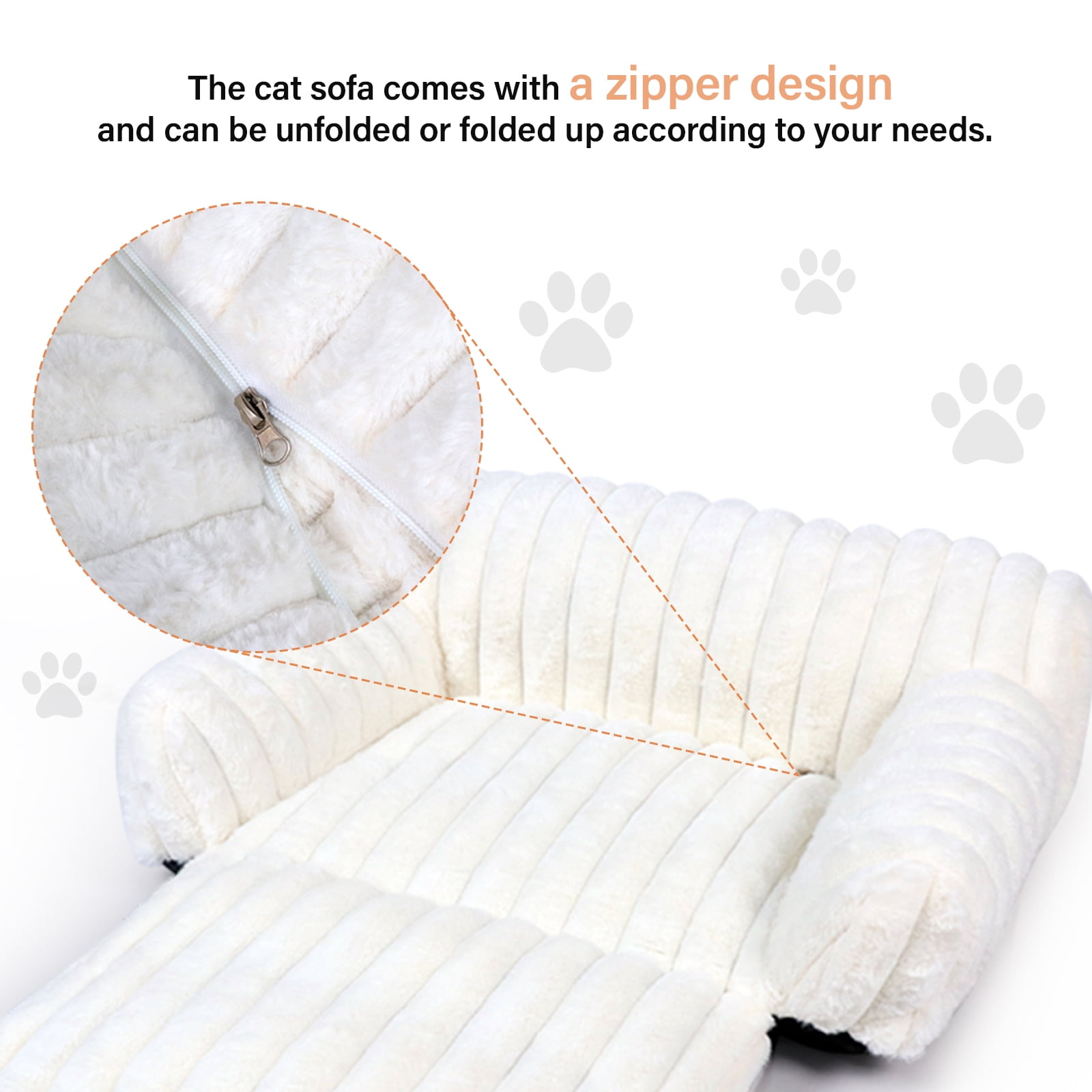 WATANIYA Sofa Couch Bed with Washable Cushion for Cosy Soft Small Dog and Cat,Cream White