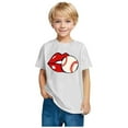 thumbnail image 2 of HVOBBTY T-Shirt Décontracté à Manches Courtes pour Tout-Petits, T-Shirt Imprimé Baseball pour Garçons et Filles, Mode Col Rond, Manches Courtes, Blanc, 5 Ans, 2 of 5