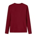 thumbnail image 5 of IROINNID Reduced Polyester Long Sleeve T Shirt for Women Daily Summer Sexy Fold Printed Regular Round Neck Button Top,Burgundy, 5 of 5
