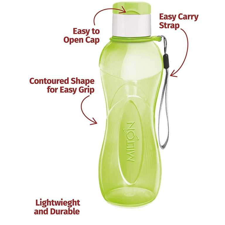 MILTON Water Bottle Kids Reusable Leakproof 12 Oz Plastic Wide Mouth Large  Big Drink Bottle BPA & Leak Free with Handle Strap Carrier for Cycling  Camping Hiking Gym Yoga - Bright Colors