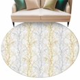 thumbnail image 2 of Yellow Grey Round Area Rug 5 FT, Non Slip Bedroom Area Rug, Pastoral Botanical Branch Aesthetics Washable Soft Circular Carpet Non-Shedding Floor Mat for Kitchen Dining Room Foyer Balcony Dorm, 2 of 9
