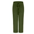 thumbnail image 4 of ChaoHeng Women's Crinkle Ice Silk Casual Pants Drawstring Waist Sporty Pocket Jogger Trousers, Green S, 4 of 8