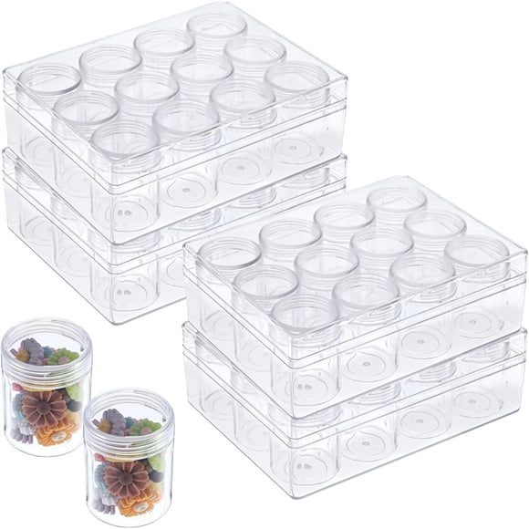 4 Pcs Organisateur de Perles Transparent Broderie Conteneurs de Rangement de Perles avec Couvercle, pour Bricolage Bijoux Boucles d'Oreilles, 1Ensemble * Grand Organisateur de Perles, Transparent
