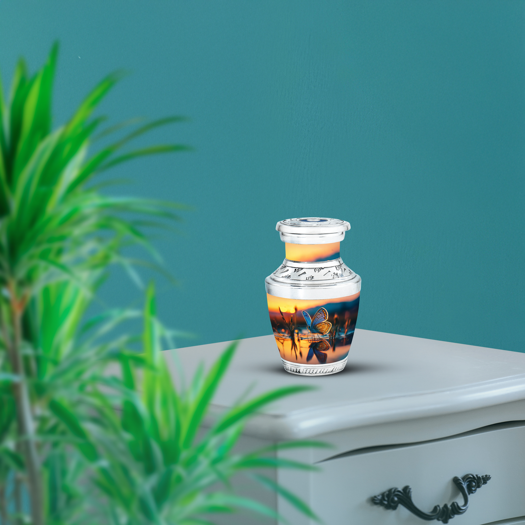 SABURIAL Butterfly Urn - Miniature Urn for Mom & Dad Ashes - Beautiful Memorial Cremation Urns for Women & Men Ash - Unique Burial Funeral Urns for Human Ash - 3 Inch - Pack of 2