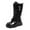 Black, variant on REDARER Girls Knee High Boots Comfortable Soft Flat Sole Non Thick Bottom PU Leather Princess Style Lace Up Design,Size:5-5.5 Years