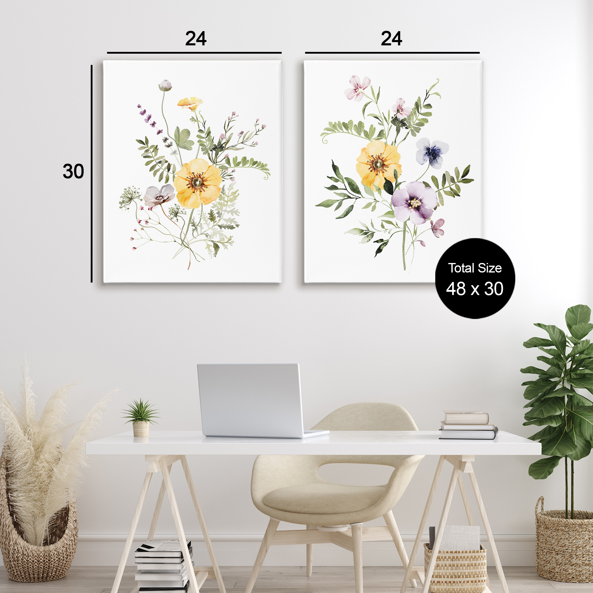 Bundles of Gardening Herbs 2 Piece Canvas Wall Art Set, design by Lettered and Lined