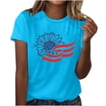 thumbnail image 2 of BRGZLK Women's American Flag Patriotic T-Shirt Summer Trendy Independent Day Printed Blouse Casual Loose Fitting Round Neck Short Sleeved Top Sky Blue XL, 2 of 4