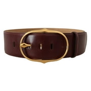Dolce  Gabbana Dark Brown Leather Gold Metal Buckle Belt