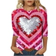 thumbnail image 2 of Craaazy Women's Valentines Day Crew Neck 3/4 Sleeve Cozy Love Shirts Gifts, 2 of 6