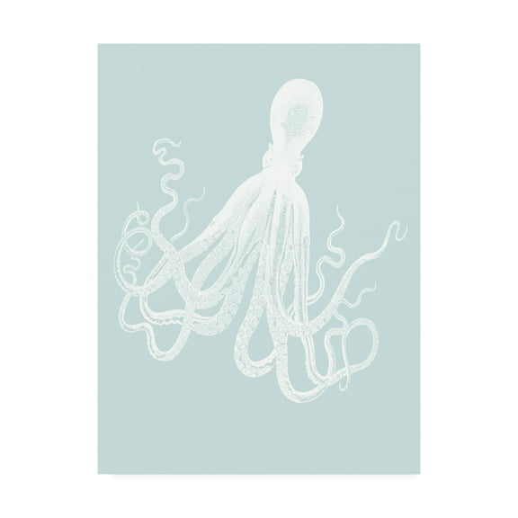 Trademark Fine Art 'White Octopus on Seafoam e' Canvas Art by Fab Funky