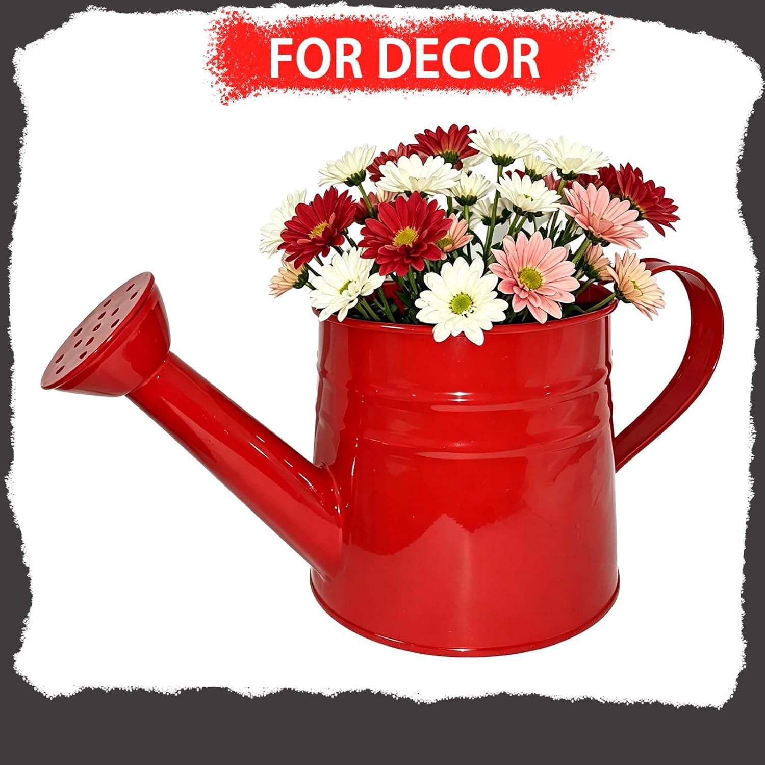 Small Watering Can,Galvanized Water Can for Plants,Vintage Spray Watering Cans with Spout,for Indoor Outdoor Flowers Home Garden House Decorative & Gardening,Retro Metal Painted 1L(Orange)