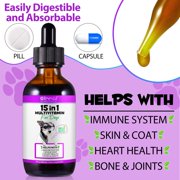 Oimmal 15 in 1 Multivitamin for Dogs, for All Breeds Dogs with Glucosamine Help with Boost Resistance, Digestive & Immune System Support (2 fl oz / 60 ml) - 1Pack Bacon Flavor