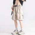thumbnail image 4 of 2024 New Fashion Summer Men's Shorts Solid Color Big Pocket Cargo Shorts Casual Knee Length Shorts For Men, 4 of 6