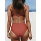 thumbnail image 4 of Conjunto de bikini de 3 piezas con parte delantera fruncida, tirantes finos, parte superior de tiro medio, parte inferior de cintura baja, traje de baño, 4 of 4