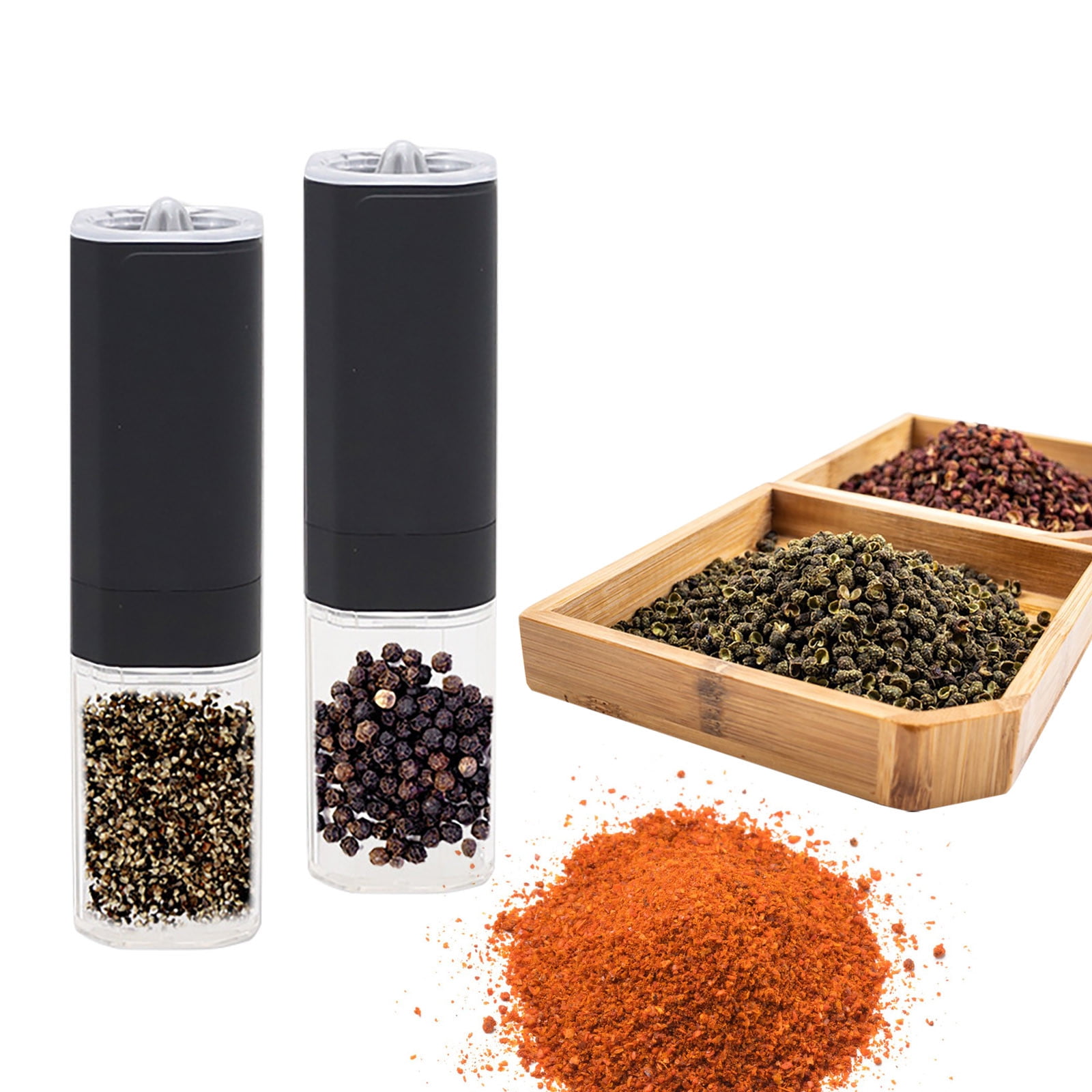 Cadorn Electric Pepper Grinder - Type - C Rechargeable, 6 - Level Coarseness Adjustment, Waterproof with LED Light, Dual - Chamber Option for Salt & Pepper