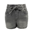 thumbnail image 4 of Stephy Women's High Waist Elastic Waist Tied Jeans Hot Pants Denim Shorts Casual Fashion Shorts Hot Pants Jean Shorts for Women, Gray, S, 4 of 6
