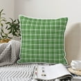 thumbnail image 2 of Velvet Decorative Throw Pillow Covers Set of 2, Soft Square Cushion Cover with Invisible Zipper Retro Classic Green Plaid Printing, 20"x20", 2 of 7
