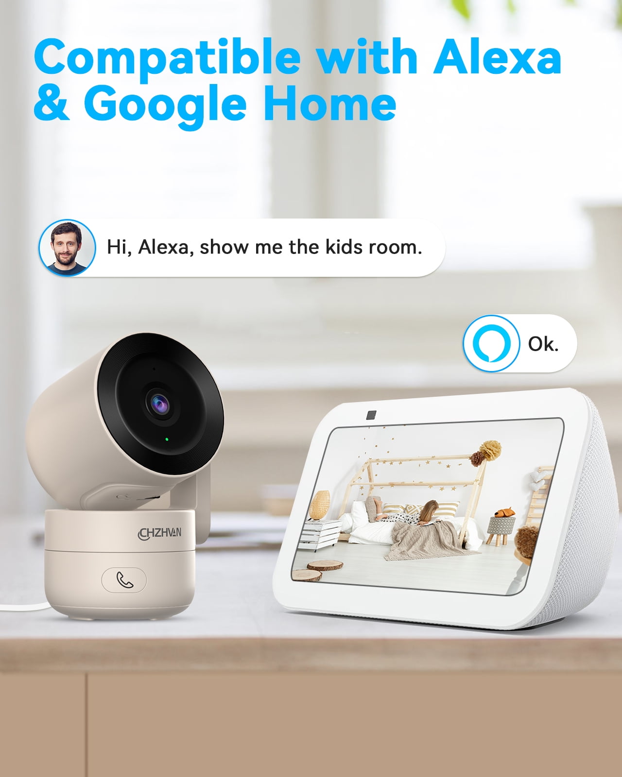 Camera for Home Security Indoor, Pan & Tilt, Cry Detection for Baby, 2.5K 4MP QHD, Night Vision, Motion Detection & Tracking, 2-Way Audio, Nanny, Pet, 2.4G WiFi, Local&Cloud Storage