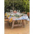 thumbnail image 2 of Easter Rabbits Outdoor Tablecloth - 60x120 Inch Rectangle Dining Table Cover, Watercolor Eggs Flowers Butterflies Purple Plaid Waterproof Outdoor Table Cloth with Umbrella Hole & Zipper for Patio, 2 of 7