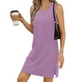 thumbnail image 2 of Loopsun Womens Dresses, Summer Dresses for Women, Women's Summer Fashion Solid Color Sleeveless V-Neck Mini Dress Purple L, 2 of 5