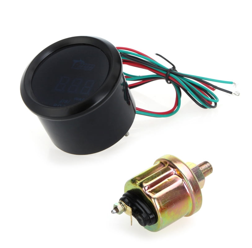 Black Docooler 52mm 2.0 inch LCD 0~120PSI Auto Car Digital Oil Pressure Meter Gauge with Warning Sensor Light