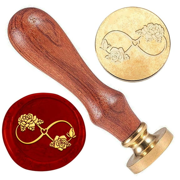 1 pc Rose Infinite Loop Wax Seal Stamp Embossed Stamp Sealing Vintage Elegant Removable 1" Brass Seal Wood Handle Wedding Invitations Envelopes Gift Packing Decoration Craft Adhesive Waxing