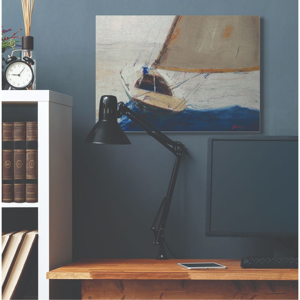 Stupell Home Décor Ocean Sailboat Soaring Impressionist Abstract Yellow Blue Beach Painting Canvas Wall Art by Third and Wall