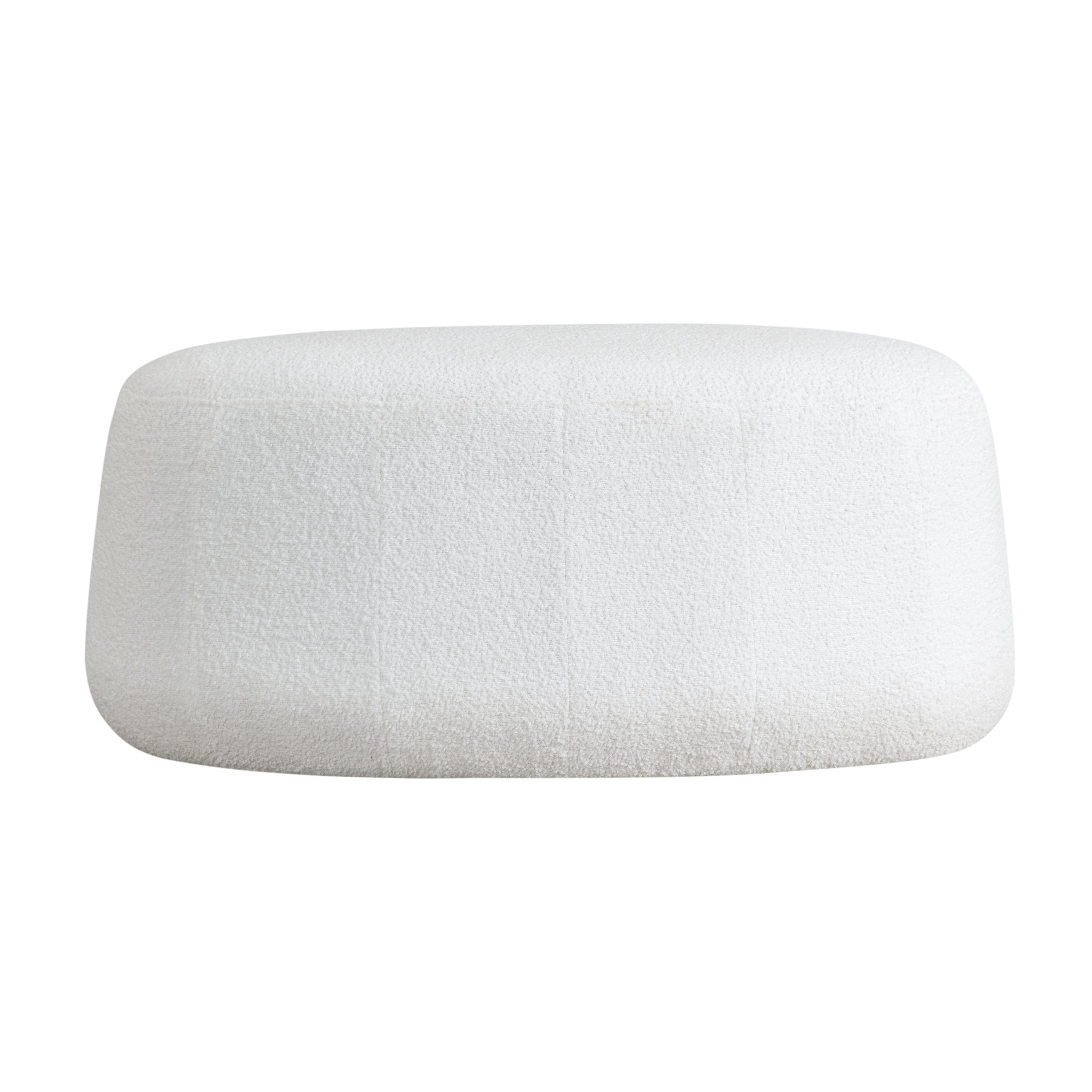 Studio Living Kingston Modern Upholstered Ottoman, White Boucle Fabric
