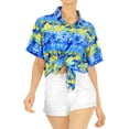 thumbnail image 3 of HAPPY BAY Women's Relaxed Fit Beach Blouses Holidays Short Sleeve Vacation Hawaiian Shirt Button Down Dressy Shirts For Women XL Aloha, Blue, 3 of 5