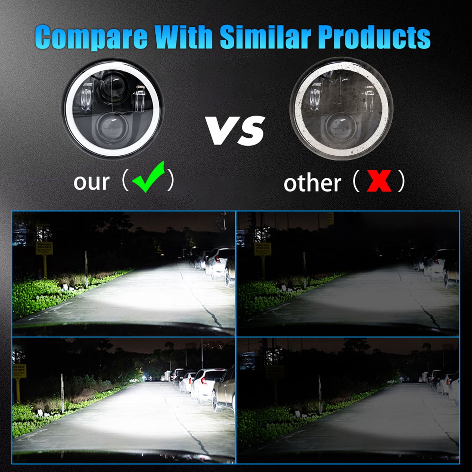 5-3/4" 5.75 inch Motorcycle LED Headlight with Hi/Lo Beam DRL Turn Signal 5.75 inch Round Angle Driving Light