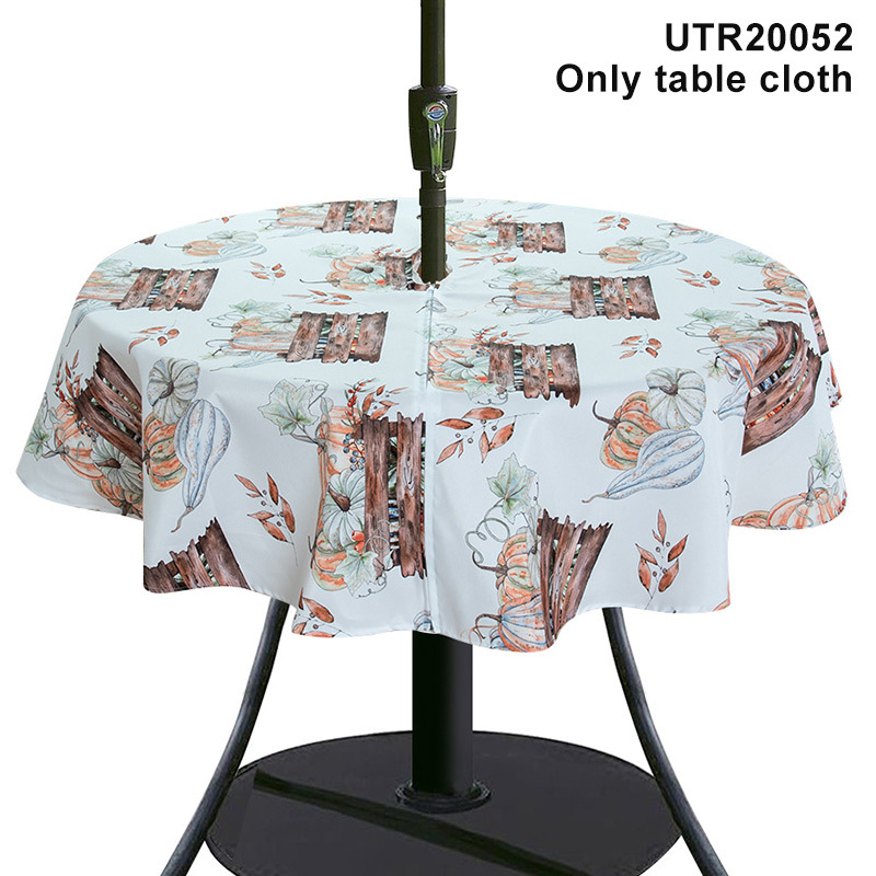 Tablecloth with Umbrella Hole for Round Table Waterproof Zipper Table