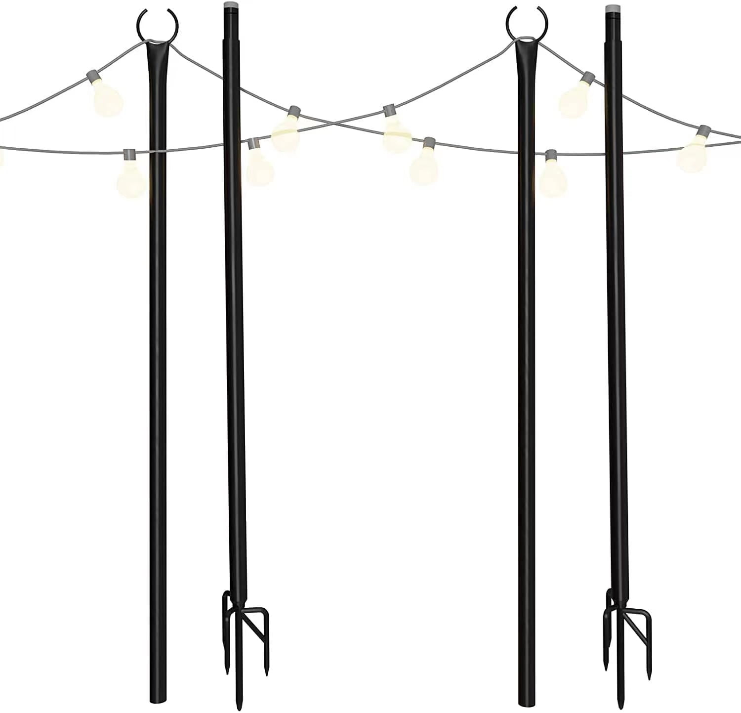 Holiday Styling String Light Pole Outdoor Metal Poles with Hooks for