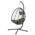 thumbnail image 6 of Egg Chair with Stand - Indoor/Outdoor Hanging Wicker Swing Chair for Patio, Balcony & Living Room, Gray, 6 of 14