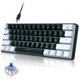 thumbnail image 1 of UHM 60% Teclado Mecánico para Juegos con Cable, Mini Teclado Retroiluminado RGB con Interruptor Azul/teclas Multimedia, Teclado Pequeño Ultracompacto Impermeable de 61 Teclas para Jugadores de PC/Mac, Mecanógrafo, Viajes, Blanco y Negro, 1 of 9