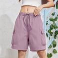 thumbnail image 4 of Womens Stretchy Cargo Shorts with Pockets Drawstring Elastic Waist Casual Summer Outdoor Bermuda Shorts 3XL, 4 of 7