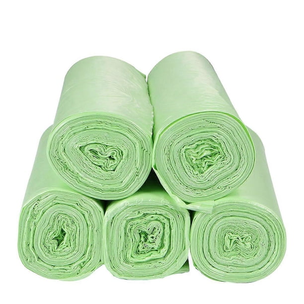 100pcs Thickening Garbage Bags Disposable Plastic Rubbish Bag Disposable Biodegradable Flat Mouth Trash Bag for Home Bathroom Kitchen (Green)