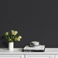 thumbnail image 4 of Plain Peel and Stick Wallpaper with Embossed Vertical Stripe Pattern Linen Textured Removable Contact Paper Waterproof Self-Adhesive Wall Paper (Off Black, 23.6"x393", Solid), 4 of 16