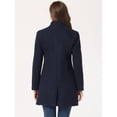 thumbnail image 4 of Abrigo de invierno elegante Allegra K Largo de un Solo pecho con cuello alto Azul Marino XL, 4 of 6