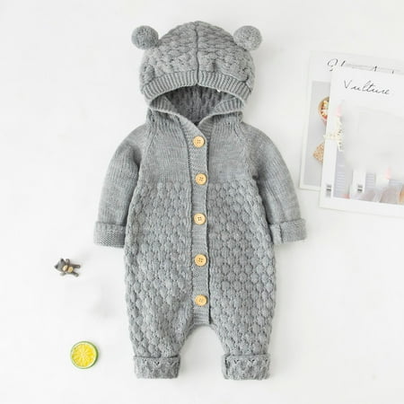 

Simplmasygenix Children s Day Baby Romper Clearance Newborn Infant Baby Girls Boys Winter Warm Coat Knit Outwear Hooded Jumpsuit