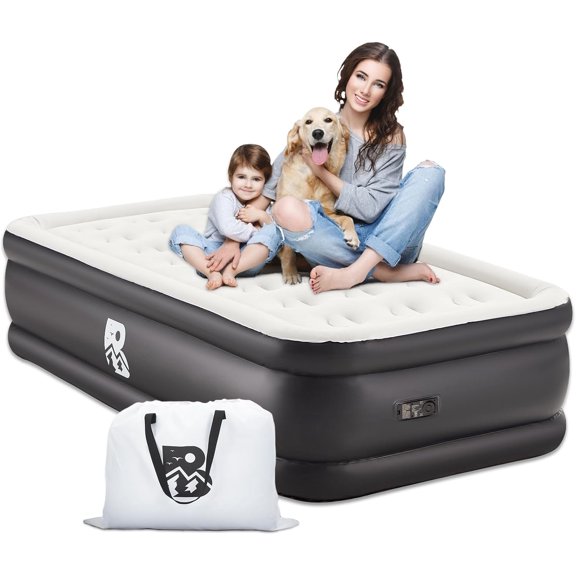 Twin Size Air Mattress with Built-in Pump 18" Raised - 2-Min Set Up, No Odd Smell, 600 lb Support, Foldable Air Bed with Storage Bag, Perfect for Camping, Guests & Home Use