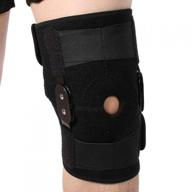 Rdeghly Aluminum Hinged Knee Support Adjustable Strap Steel Neoprene Pain Relief Brace