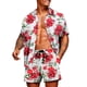 thumbnail image 1 of Txlixc Trajes de camisa hawaiana para hombre, camisa de manga corta con botones estampados a la moda + conjunto de pantalones cortos de playa Txlixc Casual, 1 of 3
