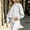 White, variant on Purcolt Womens Cropped Denim Jacket Y2K Vintage Stand Neck Long Sleeve Button Down Jean Coat Comfort Casual Loose Fit Short Shacket Streetwear