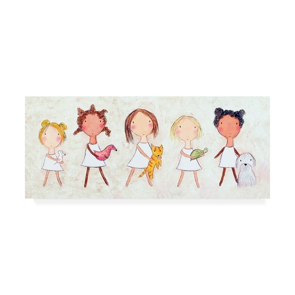 Trademark Fine Art 'Girls with Pets' Canvas Art by Carla Sonheim