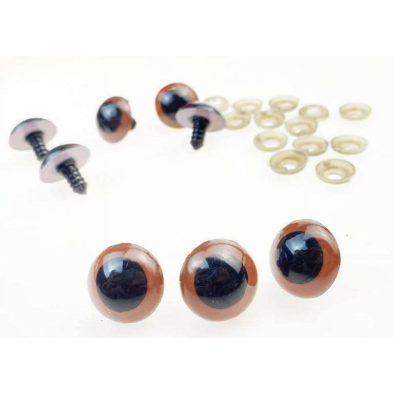 100Pcs Brown Plastic Safety Eyes Craft Eyes for Sewing Crafting Buttons  Teddy Bear Doll (18MM) 