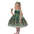 thumbnail image 4 of Vestido de baile de encaje verde oscuro CMMCHAAH para niñas de 0 a 6 años, 4 of 6