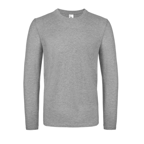 B&C - Camiseta #E150 de Manga Larga para Hombre (Gris Deportivo)
