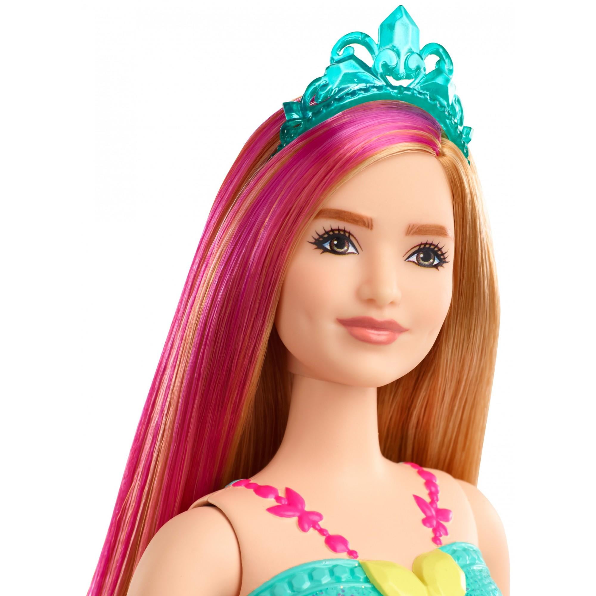Barbie Dreamtopia Princess Doll, 12-Inch, Curvy, Blonde With Pink Hairstreak