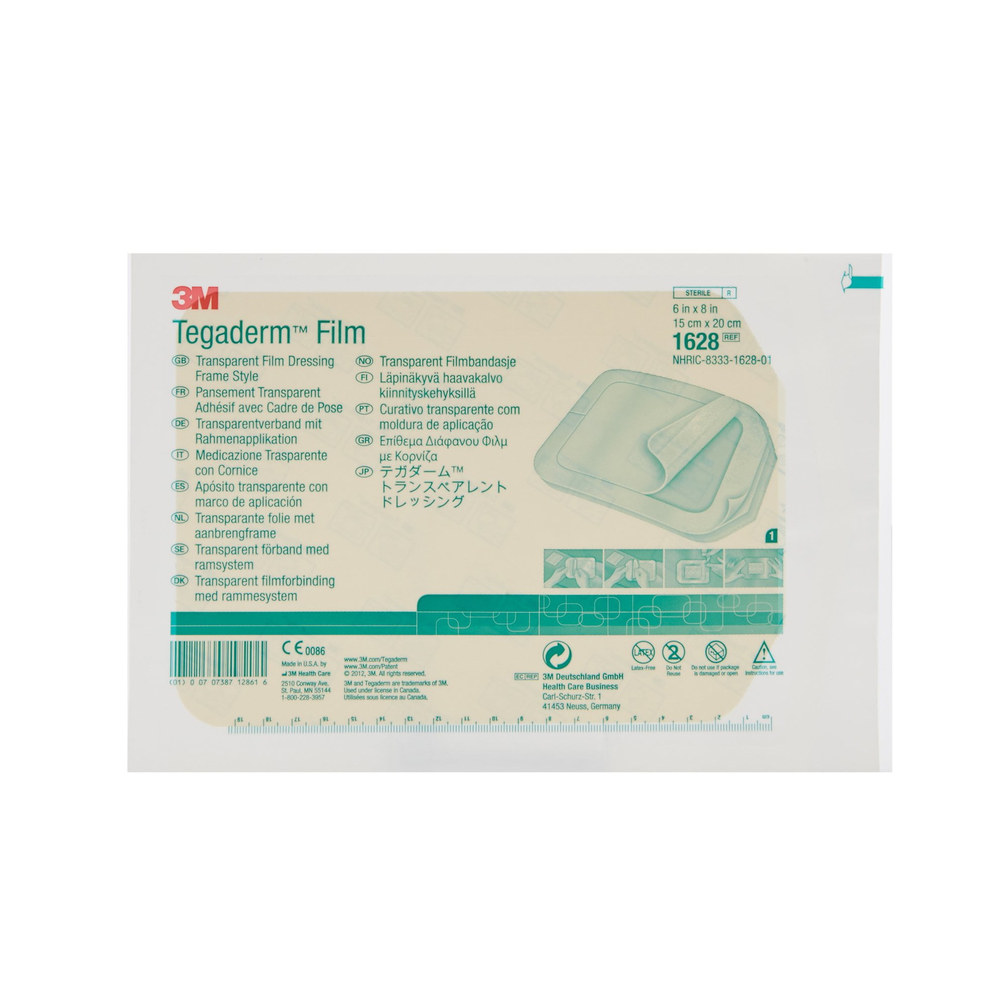 3M Tegaderm Transparent Film Dressing Frame Style Delivery Rectangle 6 x 8" Sterile 1628, 10 Ct