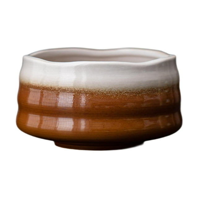 simhoa Ceramic Matcha Bowl 500ml Porcelain Tea Bowl for Tea Lovers Beginner Friends Water Ripple white